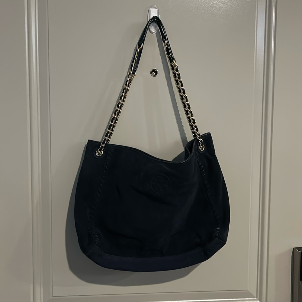 Navy suede Tory Burch bag